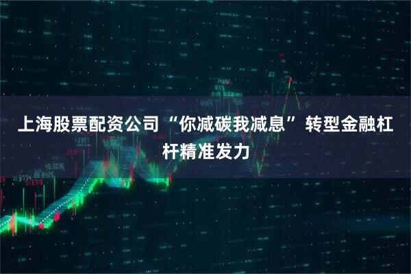 上海股票配资公司 “你减碳我减息” 转型金融杠杆精准发力