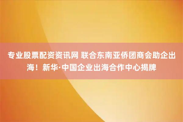 专业股票配资资讯网 联合东南亚侨团商会助企出海!新华·中国企业出海合作中心揭牌