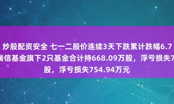 炒股配资安全 七一二股价连续3天下跌累计跌幅6.76%，工银瑞信基金旗下2只基金合计持668.09万股，浮亏损失754.94万元